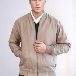 Plain Zippered Pockets Men Bomber Coat | Cream