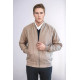 Plain Zippered Pockets Men Bomber Coat | Cream
