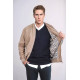 Plain Zippered Pockets Men Bomber Coat | Cream