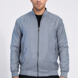 Plain Zippered Pockets Men Bomber Coat | Grey