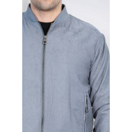 Plain Zippered Pockets Men Bomber Coat | Grey