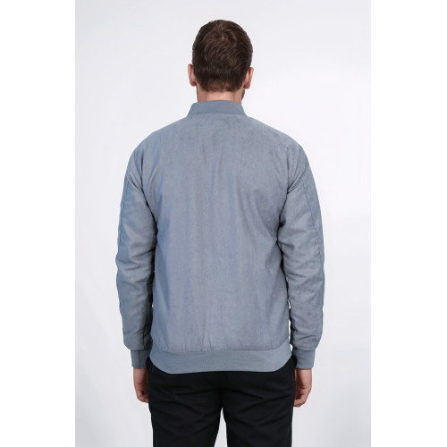 Plain Zippered Pockets Men Bomber Coat | Grey