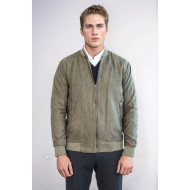 Plain Zippered Pockets Men Bomber Coat | Light Green