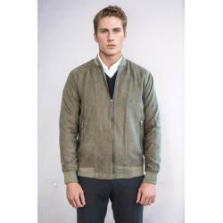 Plain Zippered Pockets Men Bomber Coat | Light Green