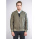 Plain Zippered Pockets Men Bomber Coat | Light Green