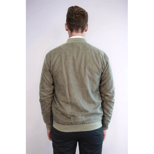 Plain Zippered Pockets Men Bomber Coat | Light Green