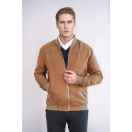 Plain Zippered Pockets Men Bomber Coat | Tan
