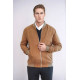 Plain Zippered Pockets Men Bomber Coat | Tan