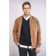 Plain Zippered Pockets Men Bomber Coat | Tan