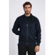 Plain Zippered Pockets Navy Blue Men Bomber Coat