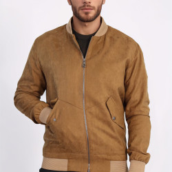 Tawny Patch Pockets Suede Bomber Coat