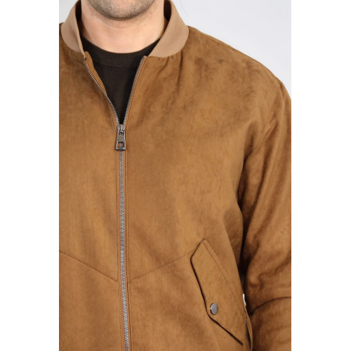 Tawny Patch Pockets Suede Bomber Coat