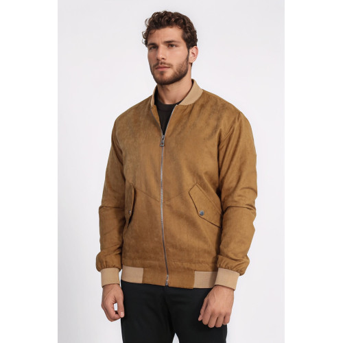 Tawny Patch Pockets Suede Bomber Coat