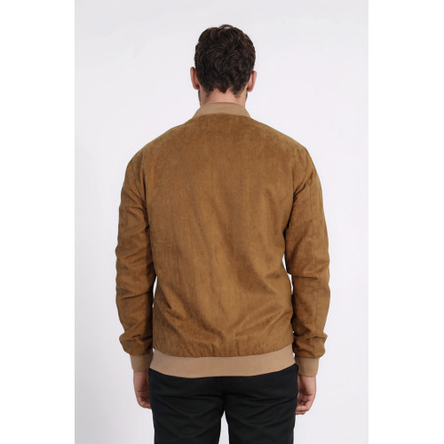 Tawny Patch Pockets Suede Bomber Coat