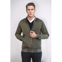 Zippered Flap Pockets  Men Bomber Coat  | Khaki