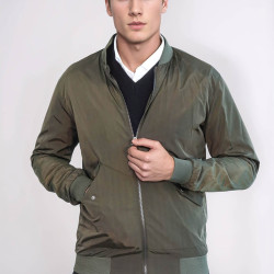 Zippered Flap Pockets  Men Bomber Coat  | Khaki