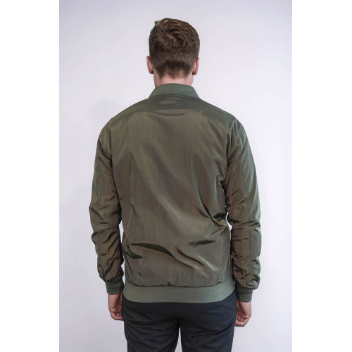 Zippered Flap Pockets  Men Bomber Coat  | Khaki