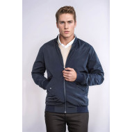 Flap Pockets Zippered Men Bomber Coat | Navy Blue