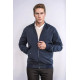 Flap Pockets Zippered Men Bomber Coat | Navy Blue
