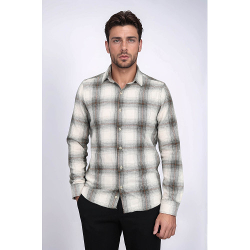 Beige Checked Men's Lumberjack Shirt