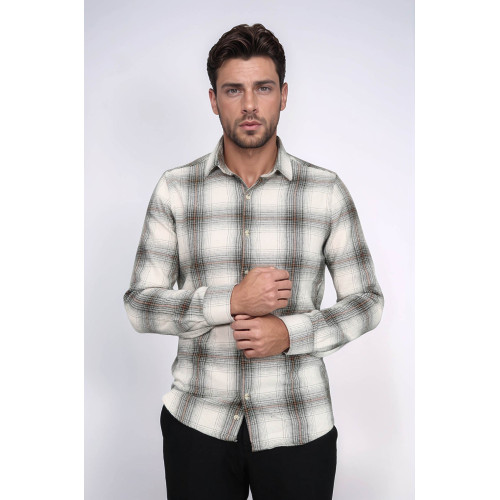 Beige Checked Men's Lumberjack Shirt