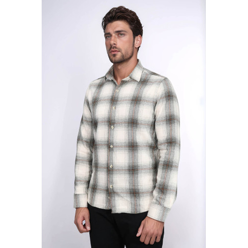 Beige Checked Men's Lumberjack Shirt
