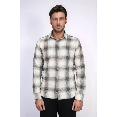 Beige Checked Men's Lumberjack Shirt