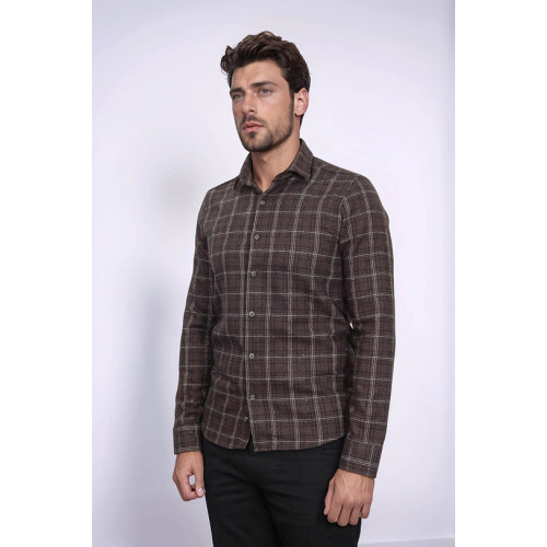 Checked Brown Men's Lumberjack Shirt
