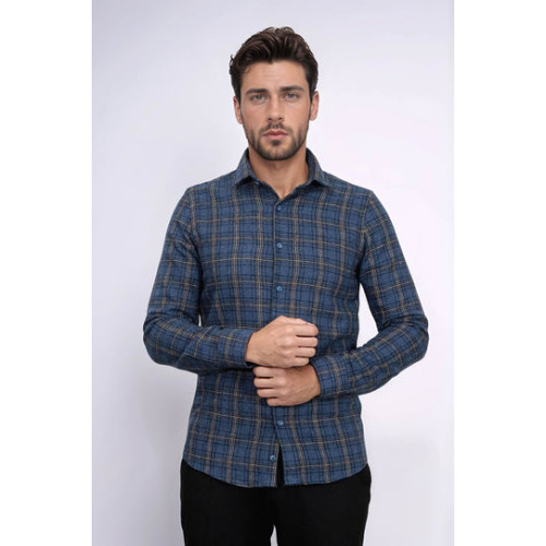 Plaid Navy-Blue Men's Lumberjack Shirt