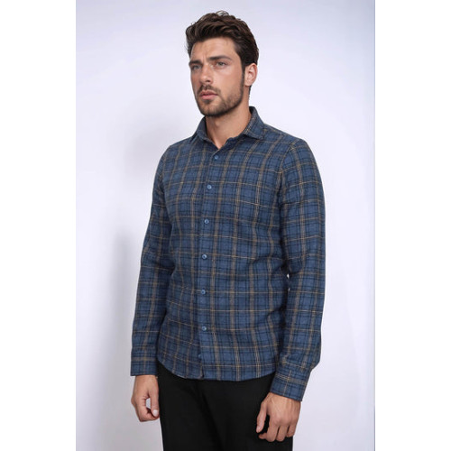 Plaid Navy-Blue Men's Lumberjack Shirt
