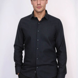Plain Black Men's Lumberjack Shirt  | Slim-Fit