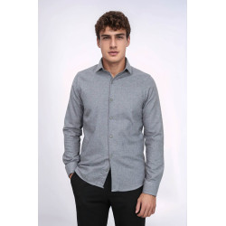 Plain Grey Men's Lumberjack Shirt | Slim Fit