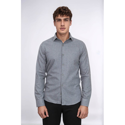 Plain Grey Men's Lumberjack Shirt | Slim Fit