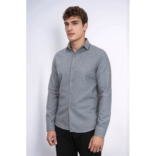 Plain Grey Men's Lumberjack Shirt | Slim Fit