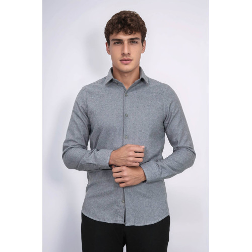 Plain Grey Men's Lumberjack Shirt | Slim Fit