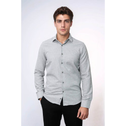 Plain Light Grey Men's Lumberjack Shirt | Slim Fit