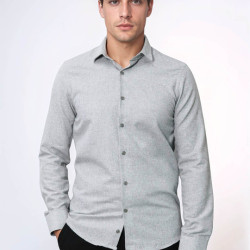 Plain Light Grey Men's Lumberjack Shirt | Slim Fit