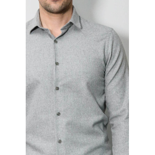 Plain Light Grey Men's Lumberjack Shirt | Slim Fit