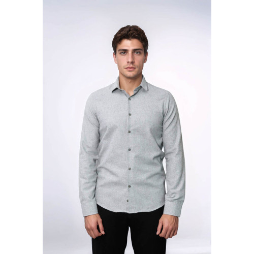 Plain Light Grey Men's Lumberjack Shirt | Slim Fit