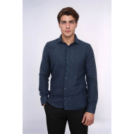 Winter Navy-Blue Patterned Men's Lumberjack Shirt