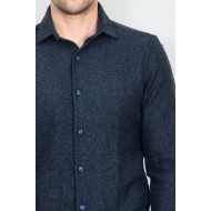 Winter Navy-Blue Patterned Men's Lumberjack Shirt