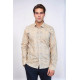 Beige Patterned Slim-Fit Men's Shirt