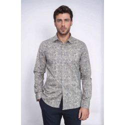 Bloom Patterned Beige Slim-Fit Shirt