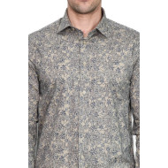 Bloom Patterned Beige Slim-Fit Shirt