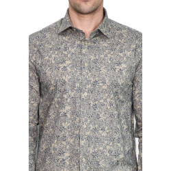 Bloom Patterned Beige Slim-Fit Shirt