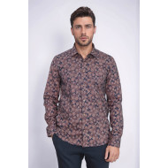 Bloom Patterned Brown Slim-Fit Shirt