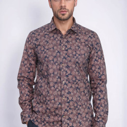 Bloom Patterned Brown Slim-Fit Shirt