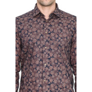 Bloom Patterned Brown Slim-Fit Shirt