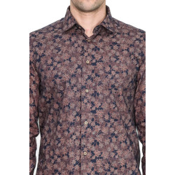 Bloom Patterned Brown Slim-Fit Shirt