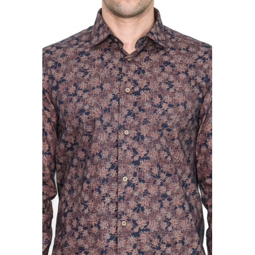 Bloom Patterned Brown Slim-Fit Shirt